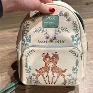 Disney Cream Backpack with Bambi and Floral Accents
